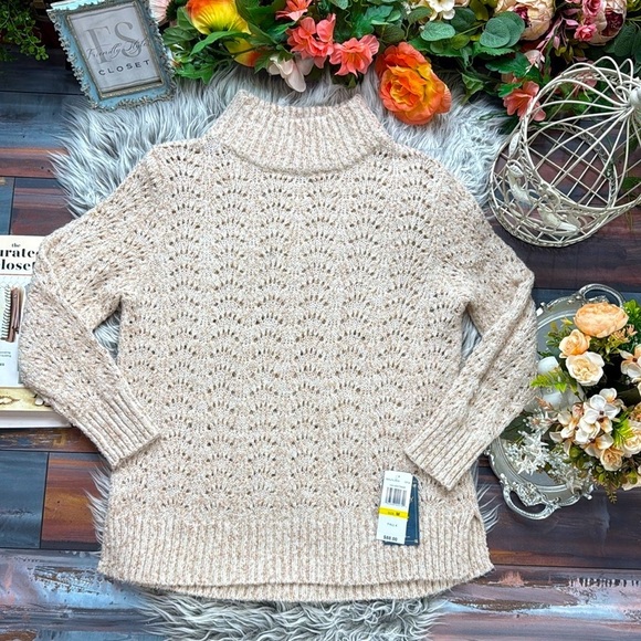 NWT Democracy Off White Knit Turtleneck Sweater - Picture 3 of 10